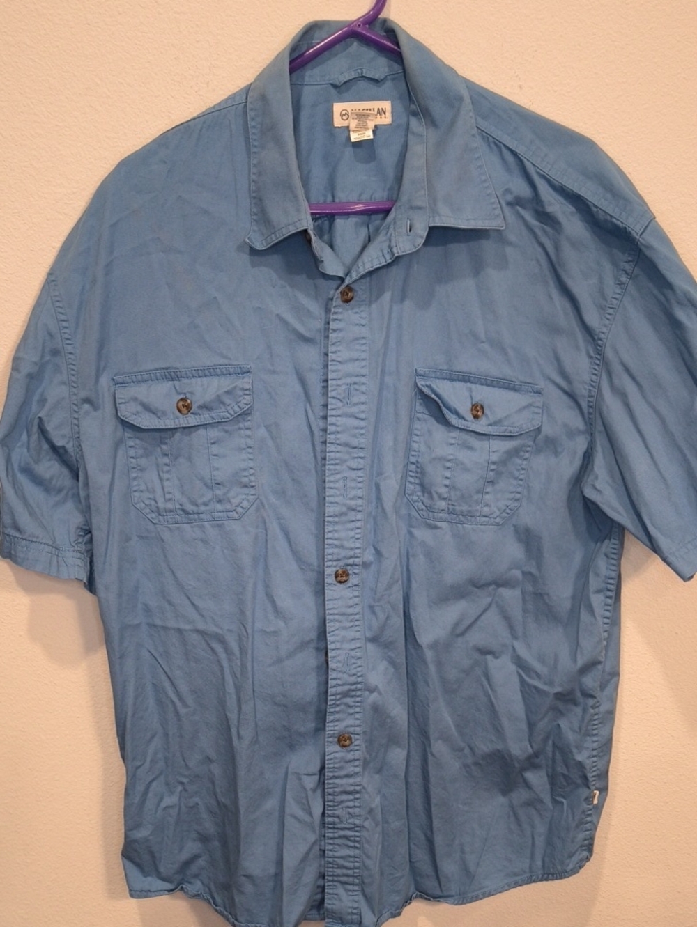Magellan Outdoors Light Blue Short-Sleeve Button-Down Shirt XXL
